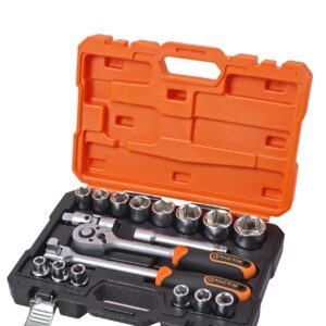 Set 18 del. nasadnih ključeva sa čegrtaljkom 1/2" HEX/mm