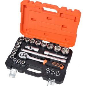 Set 23 del. nasadnih ključeva sa čegrtaljkom 1/2" HEX/mm