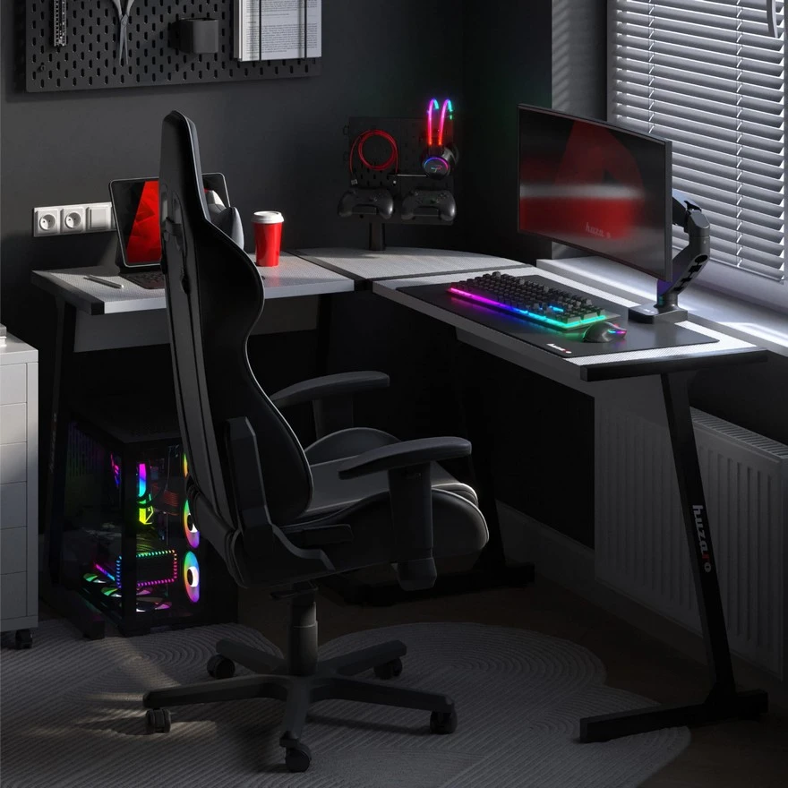 Huzaro Hero 6 Beli Ugaoni Gaming sto - Slika 7