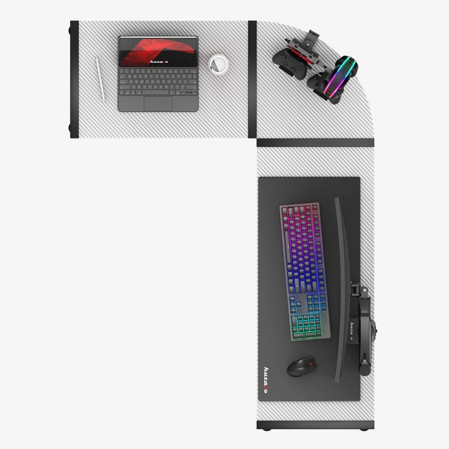 Huzaro Hero 6 Beli Ugaoni Gaming sto - Slika 2