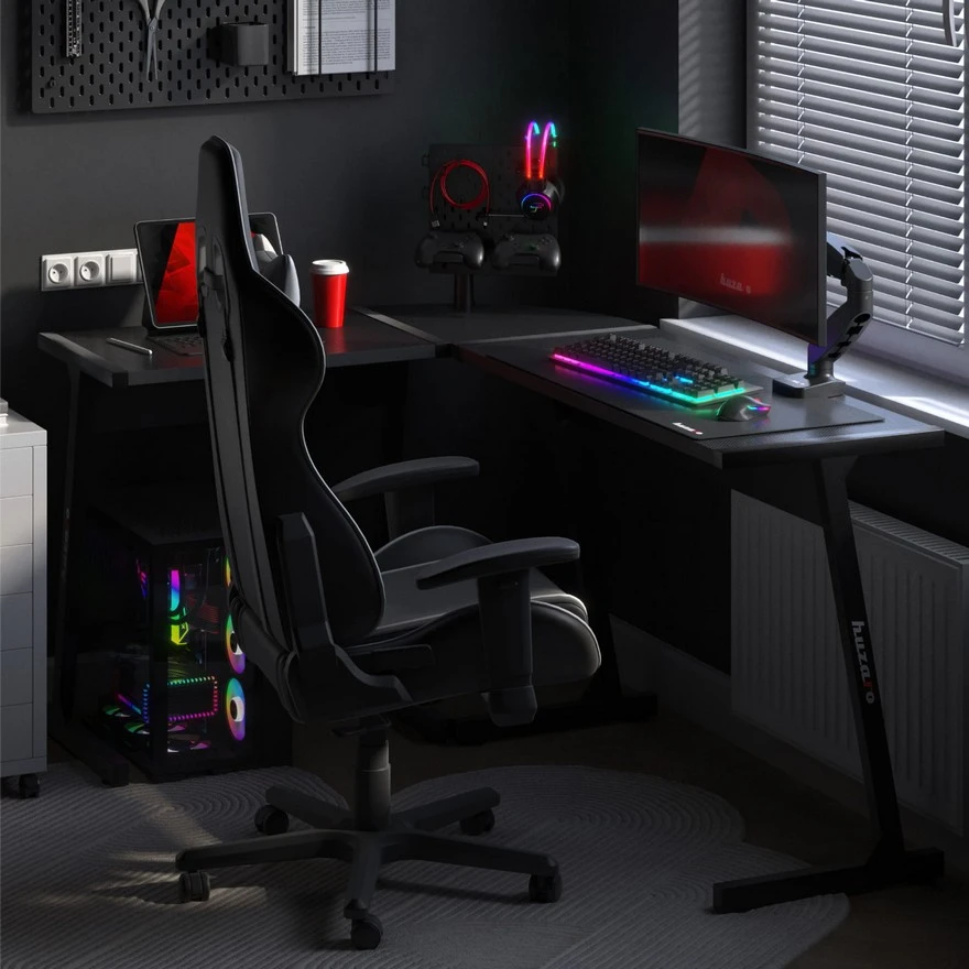 Huzaro Hero 6 Crni Ugaoni Gaming sto - Slika 7